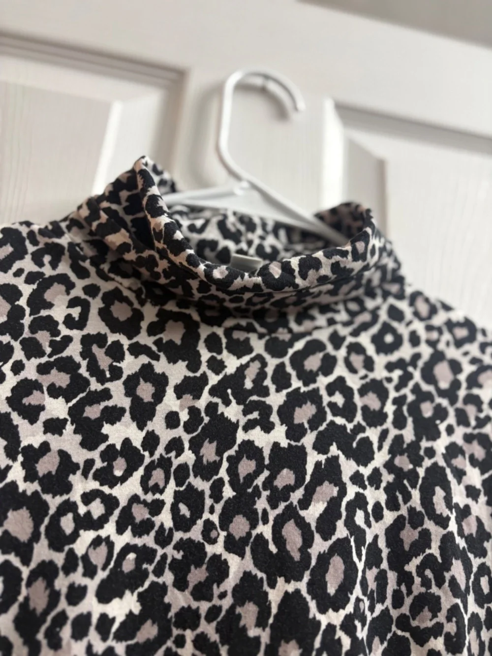 J. Crew Women's Leopard Print Cotton Turtleneck Long Sleeve Top